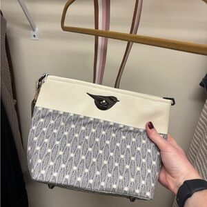 Cream and Gray Women's crossbody purse
